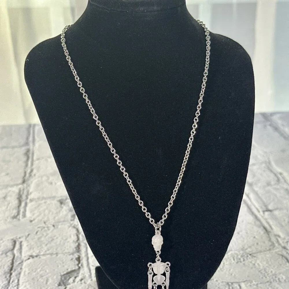 Skeleton Necklace Moveable Limb Steampunk Punk Skull Glow In The Dark Necklace - Picture 10 of 13